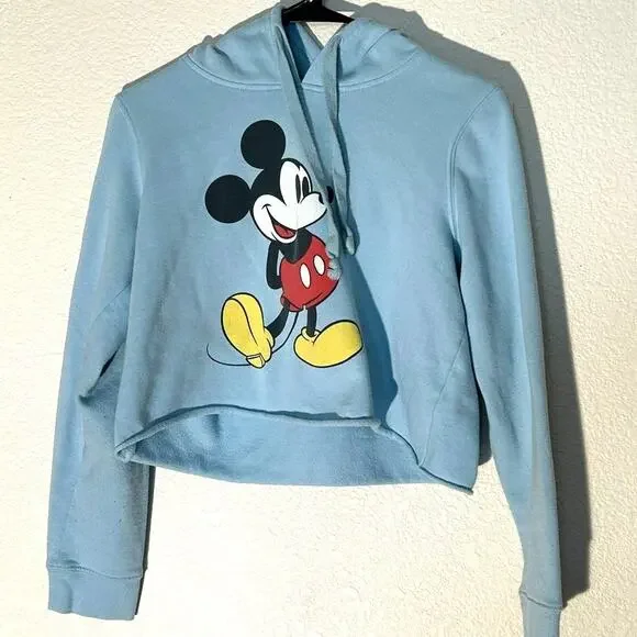 Disney Mickey Mouse Sky Blue Crop Top - Women's Medium - Picture 1 of 4
